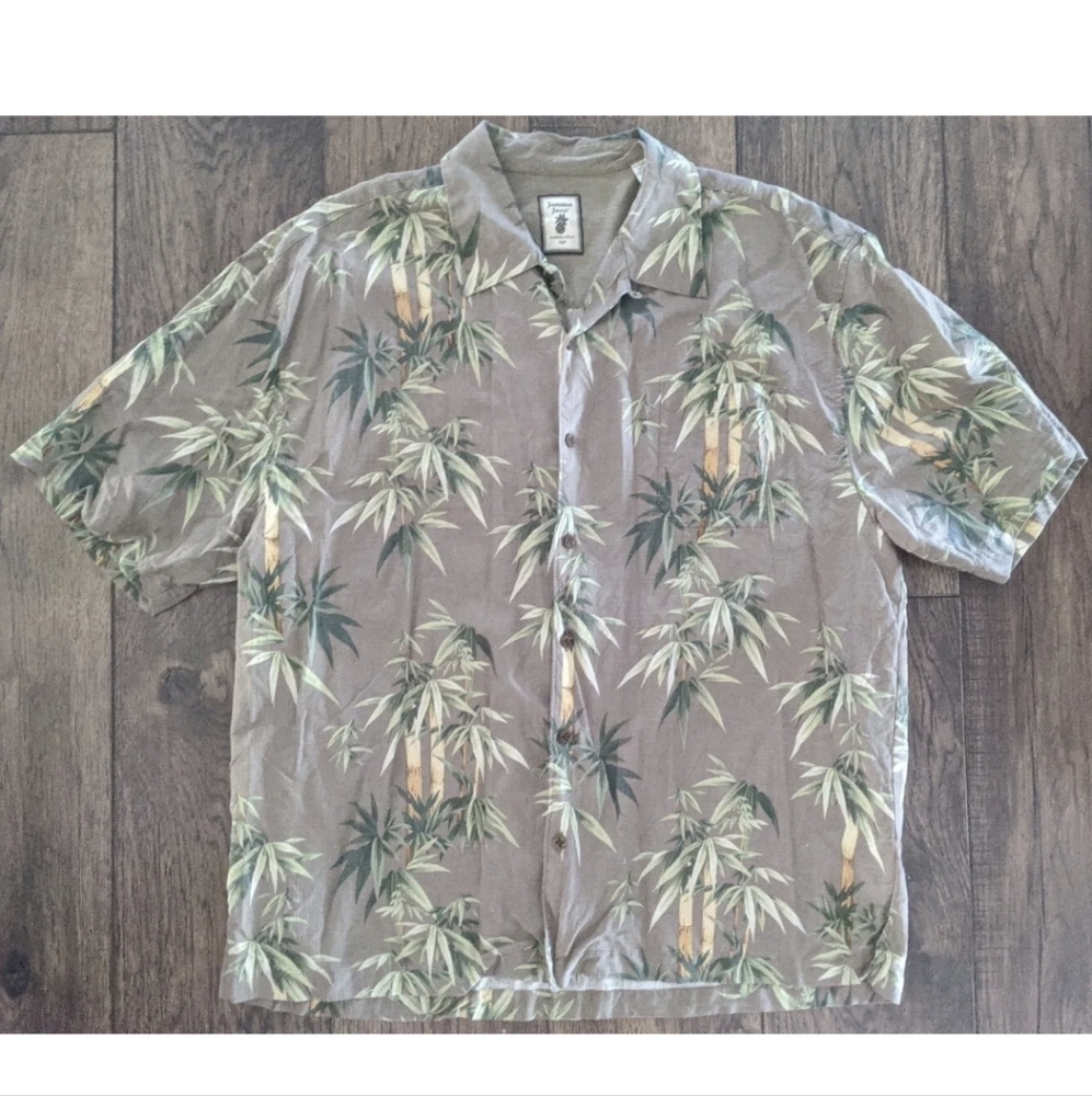Jamaica Jaxx 100% Silk Relax Hawaiian Pin Up Stitched Camp Collar Shirt Mens XXL